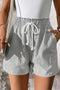 Lace Up Elastic Waist Striped Pocketed Casual Shorts