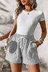 Lace Up Elastic Waist Striped Pocketed Casual Shorts