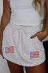 Lace Up High Waist Skort with American Flag Patch Detail