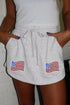 Lace Up High Waist Skort with American Flag Patch Detail