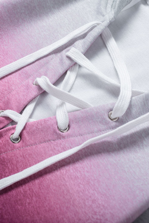 Lace Up Long Sleeve Pullover Hoodie