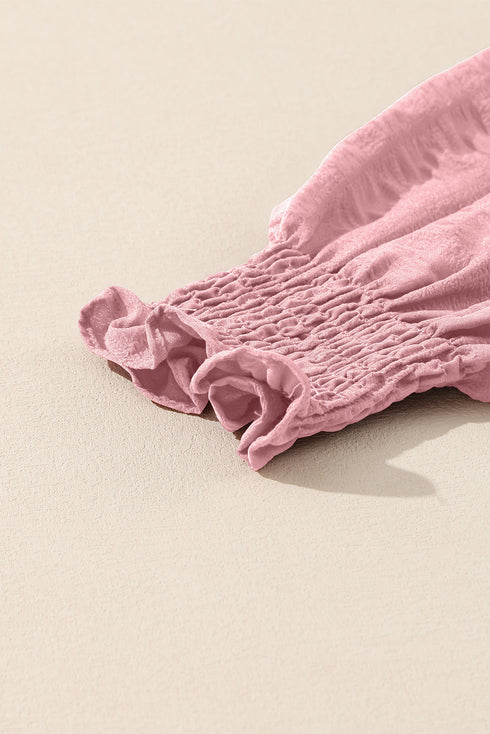 Lace Up Ruched Front Ruffle Hem Long Sleeve A-Line Plus Size Midi Dress