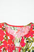 Lace Up V Neck Floral Print Flounce Sleeve Blouse
