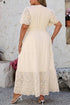 Lacy Embroidery Patchwork V Neck Short Sleeve Maxi Dress