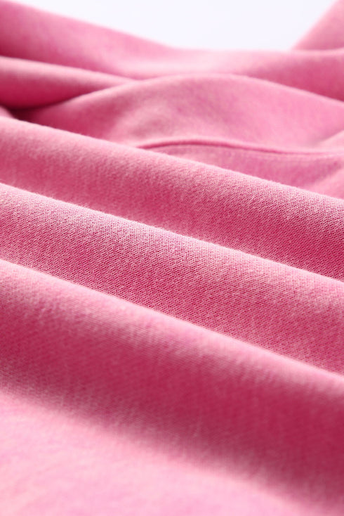 Lantern Sleeve Snap Button Placket Washed Pullover Casual Round Neck Sweatshirt