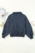 Lantern Sleeve Snap Button Placket Washed Pullover Casual Round Neck Sweatshirt