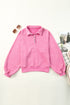 Lantern Sleeve Snap Button Placket Washed Pullover Casual Round Neck Sweatshirt