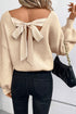 Lantern Sleeve V Neck Tie Back Cutout Sweater
