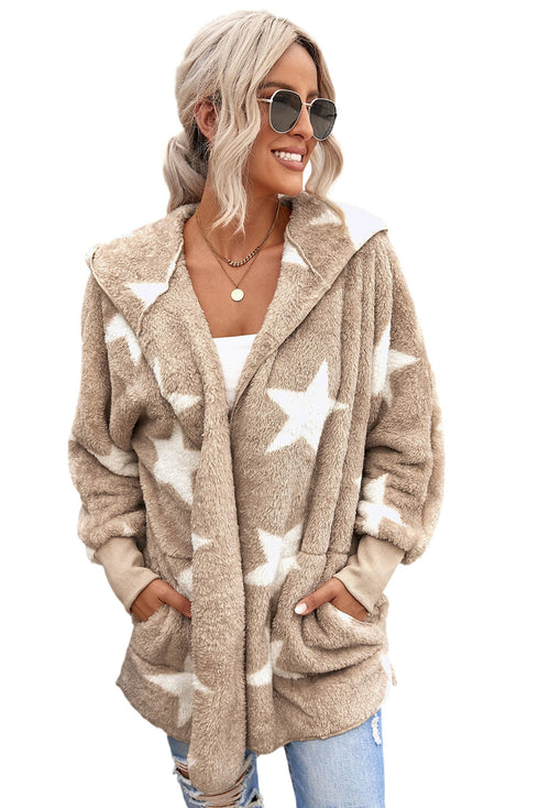 Lapel Collar Scatter Star Fuzzy Coat