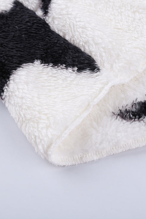 Lapel Collar Scatter Star Print Fuzzy Fleece Coat