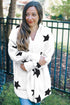 Lapel Collar Scatter Star Print Fuzzy Fleece Coat