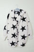 Lapel Collar Scatter Star Print Fuzzy Fleece Coat