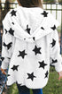 Lapel Collar Scatter Star Print Fuzzy Fleece Coat