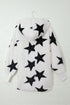 Lapel Collar Scatter Star Print Fuzzy Fleece Coat