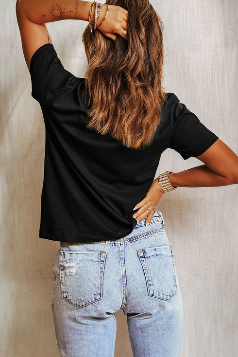 Large Bowknot Graphic Print Crewneck Short Sleeve Tee