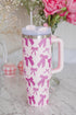 Large Capacity Bowknot Print Alloy Travel Cup Tumbler