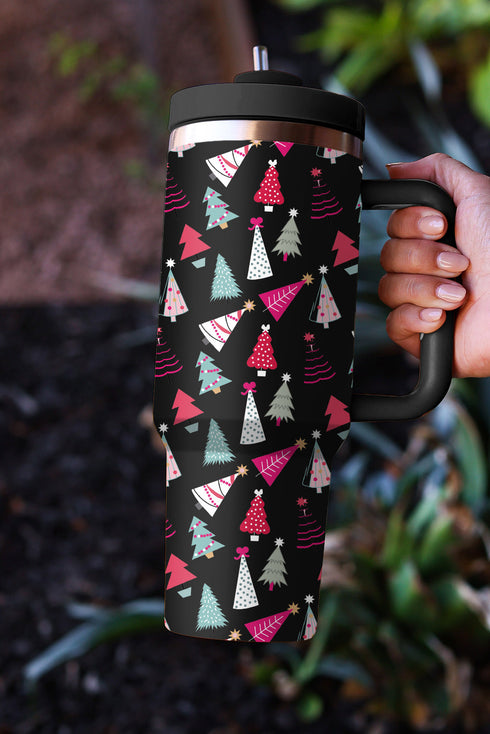 Large Capacity Cartoon Tree Print Alloy Travel Tumbler