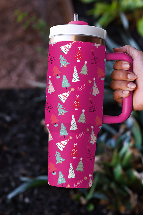 Large Capacity Cartoon Tree Print Alloy Travel Tumbler