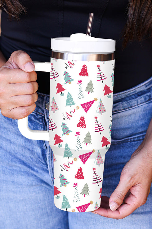Large Capacity Cartoon Tree Print Alloy Travel Tumbler