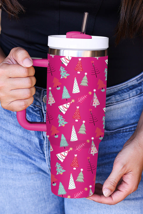 Large Capacity Cartoon Tree Print Alloy Travel Tumbler