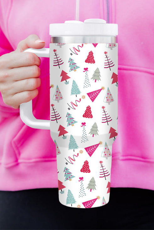Large Capacity Cartoon Tree Print Alloy Travel Tumbler