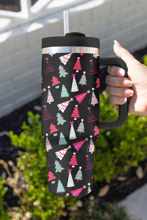 Large Capacity Cartoon Tree Print Alloy Travel Tumbler