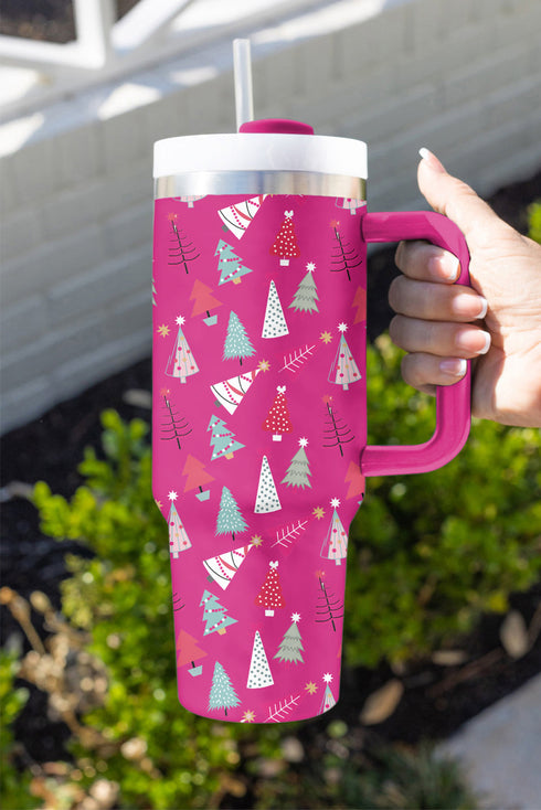 Large Capacity Cartoon Tree Print Alloy Travel Tumbler