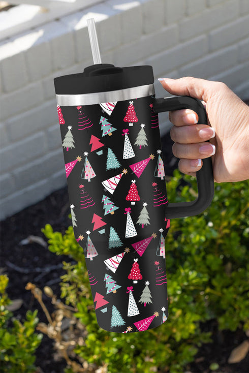 Large Capacity Cartoon Tree Print Alloy Travel Tumbler