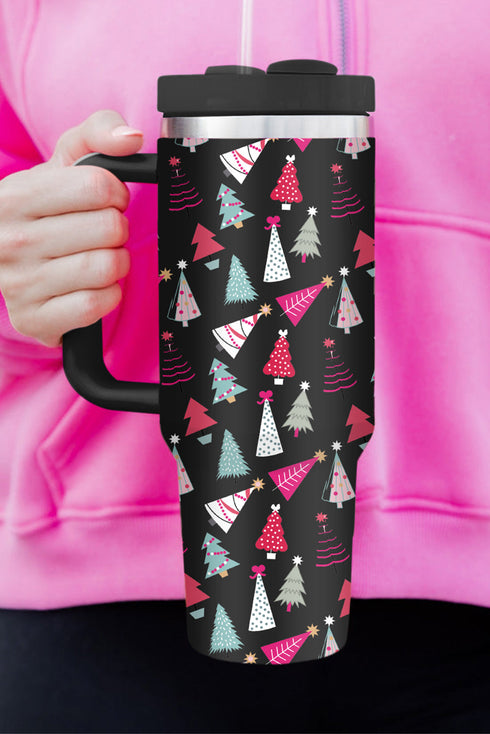 Large Capacity Cartoon Tree Print Alloy Travel Tumbler