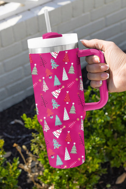 Large Capacity Cartoon Tree Print Alloy Travel Tumbler