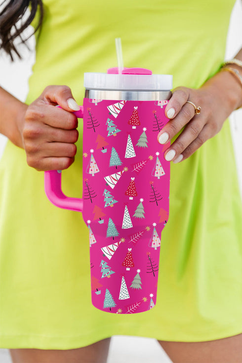 Large Capacity Cartoon Tree Print Alloy Travel Tumbler