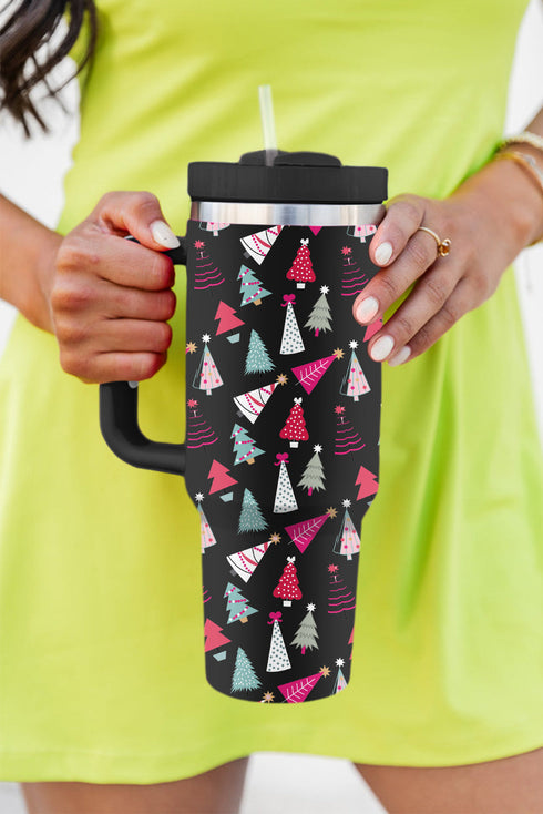 Large Capacity Cartoon Tree Print Alloy Travel Tumbler