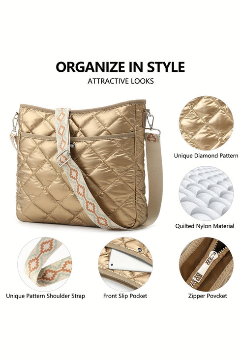 Large Capacity Quilted Faux Leather Shoulder Bag