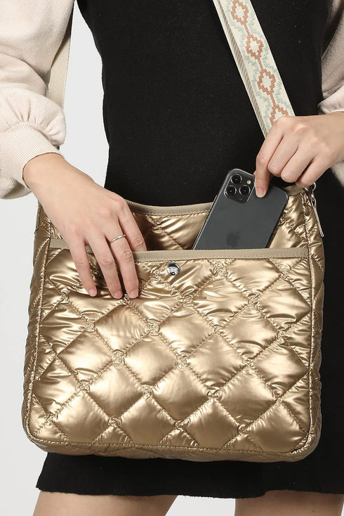 Large Capacity Quilted Faux Leather Shoulder Bag