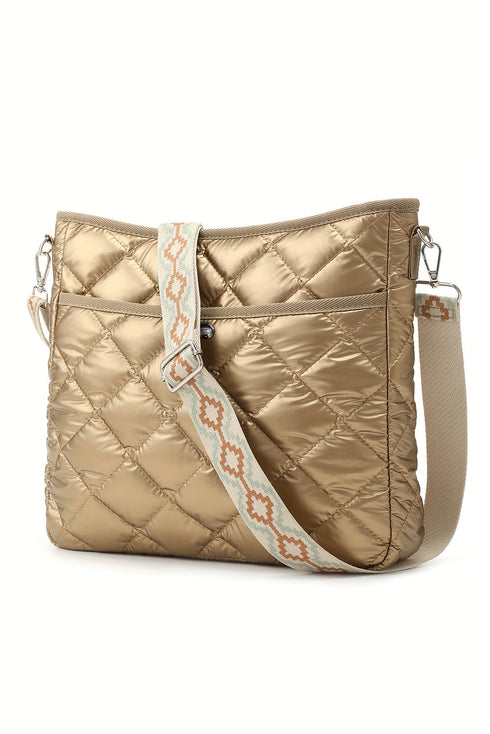 Large Capacity Quilted Faux Leather Shoulder Bag