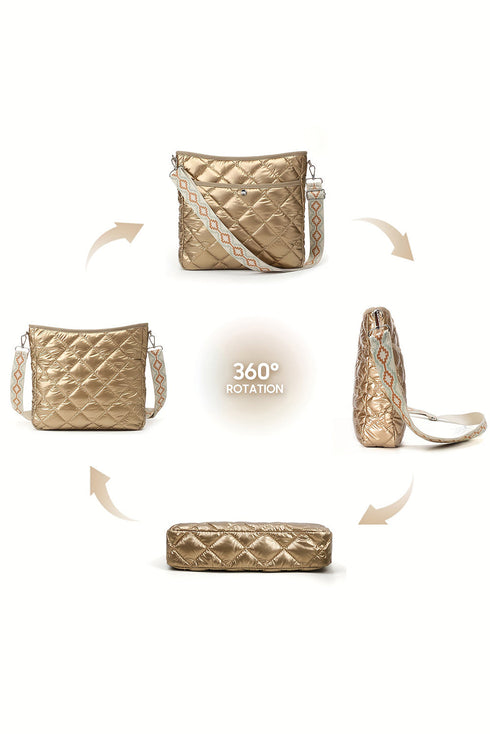 Large Capacity Quilted Faux Leather Shoulder Bag