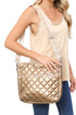 Large Capacity Quilted Faux Leather Shoulder Bag