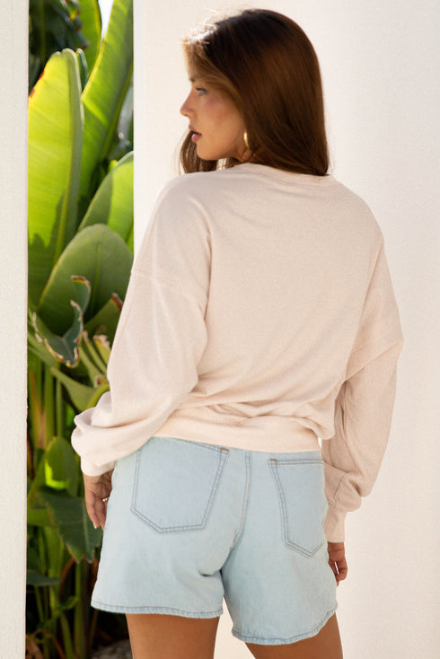 Large Floral Graphic Drop Shoulder Pullover Sweatshirt