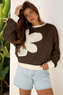 Large Floral Graphic Drop Shoulder Pullover Sweatshirt