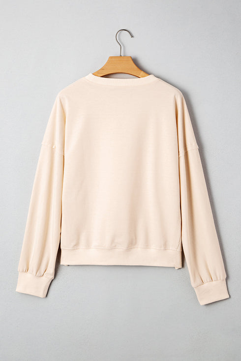 Large Floral Graphic Drop Shoulder Pullover Sweatshirt