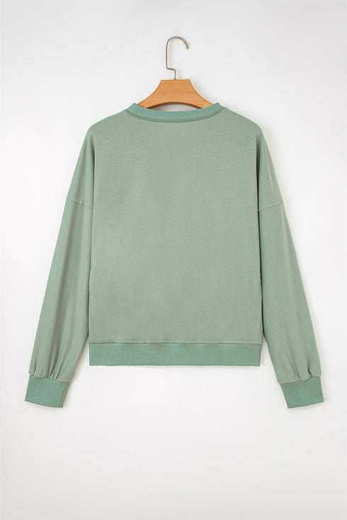 Large Floral Graphic Drop Shoulder Pullover Sweatshirt