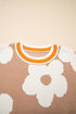 Large Floral Print Crew Neck Pullover Sweater