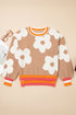 Large Floral Print Crew Neck Pullover Sweater