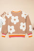 Large Floral Print Crew Neck Pullover Sweater