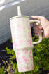 Large Floral Print Insulated Handle Travel Tumbler