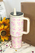 Large Floral Print Insulated Handle Travel Tumbler