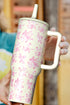Large Floral Print Insulated Handle Travel Tumbler