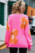 Large Floral Print Oversized Crew Neck Pullover Sweater