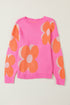 Large Floral Print Oversized Crew Neck Pullover Sweater
