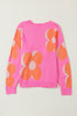 Large Floral Print Oversized Crew Neck Pullover Sweater
